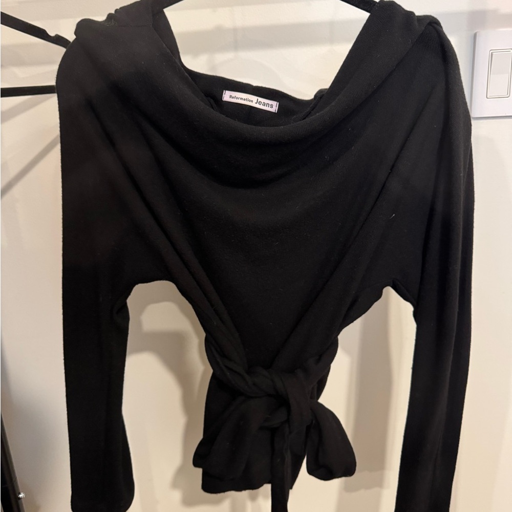 Reformation Jeans Black Crewneck Top